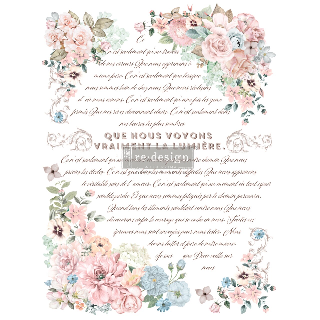 24 RedesignDecorTransfers®-PureLightFloral-totalsheetsize24inx35in,cutinto3sheets rub-ons